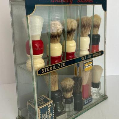 Antique Barber Glass Ever Ready Shaving Brush Counter Display