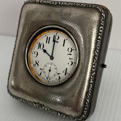 Antique Swiss Doxa Argentan Sterling Silver Case Pocket Watch Desk Clock