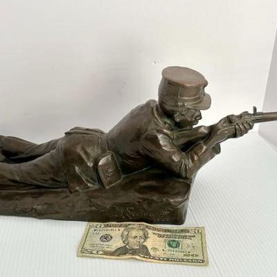 Antique Jacques Petermann Fondeur Bruxelles Nationale Bronze Soldier