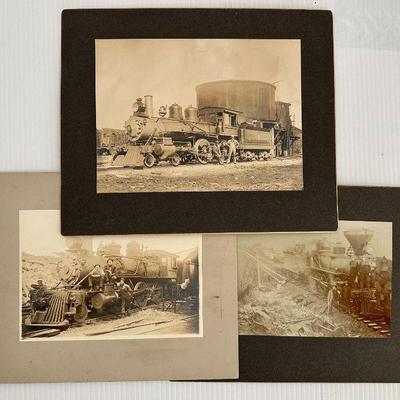 Lot of 3 Antique Steam Locomotive Cabinet Photos
