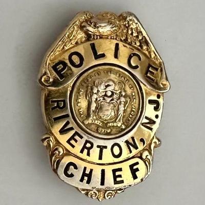 Riverton New Jersey Gold Police Chief Badge