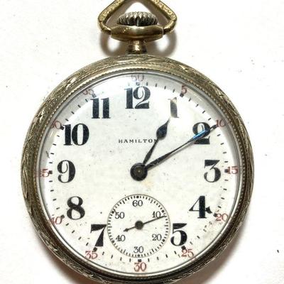 Hamilton Watch Co Railroad Conductor Pocket Watch Model 974 17 Jewel