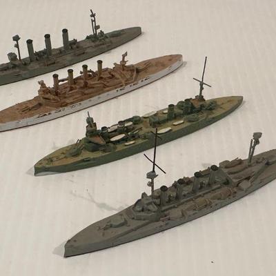 4 Vintage Toy Metal Waterling Model WWI Battleships Ships 1/1250
