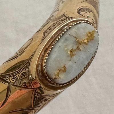 RARE Beautiful Gold Quartz Ornate Yellow Gold Handle Walking Stick