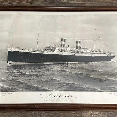 Antique 1926 MS Augustus Steamship Ship NGI Ticket Office Poster
