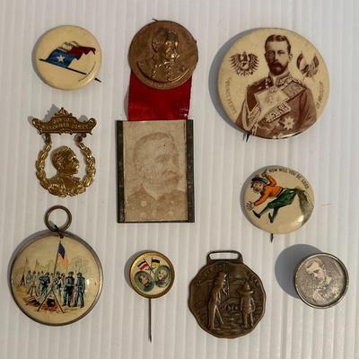 Lot of 10 Antique Spanish American War Buttons Admiral Dewey