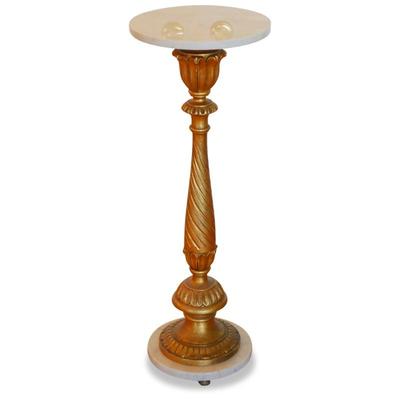 Marble-Top Giltwood Pedestal Stand