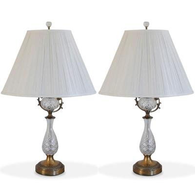 Pair of Cut Glass & Brass Table Lamps