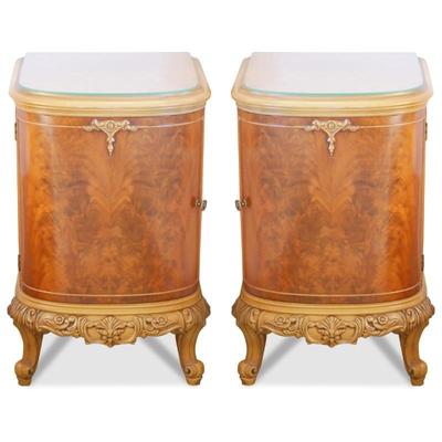 Pair of French Provincial Burled Wood Nightstands
