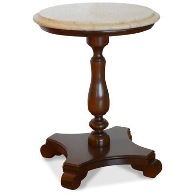 Marble-Top Pedestal Side Table
