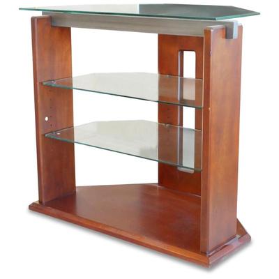 4 Tier Wood & Glass Media Stand