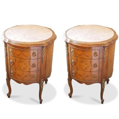 Antique 19th Century Milano Marble Top Side Tables