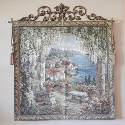 Seaview Hideaway by Yurie Lee Large Woven Fabric Tapestry w/Ornate Fixture