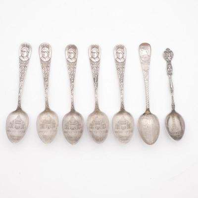 Lot of 7 Antique Souvenir Spoons
