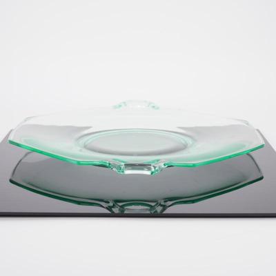 Octagonal Vaseline Glass Serving Dish
