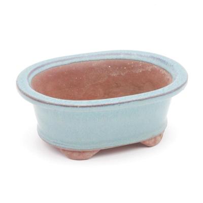 Footed Ceramic Teal Glazed Rectangular Bonsai Bowl