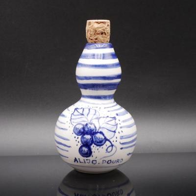 Alijo Douro Portugal Handmade Souvenir Ceramic Wine Bottle w/ Cork