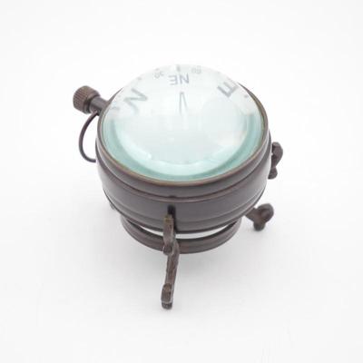 Glass & Metal Round Ball Desk Clock w/Stand