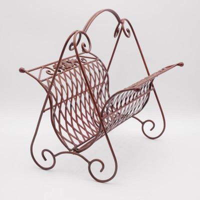 Maroon Folding Metal Magazine Rack