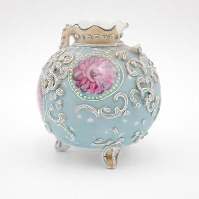 Hand Painted Moriage Round Floral Porcelain Vase