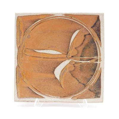 Signed Stoneware Raised Square Dish