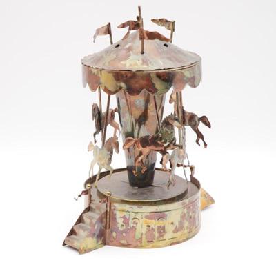 Copper Carousel Metal Art Music Box "It's A Small World"
