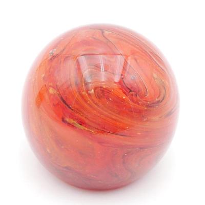 Malta Craft Glass Handmade Red Swirl Art Glass Paperweight