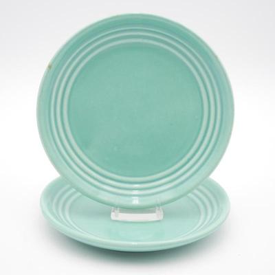 Pair of Bauer Pottery Teal Bread Plates
