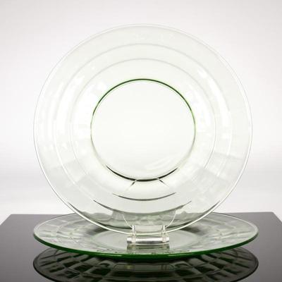 Pair of Green Vaseline Glass Plates