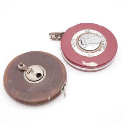 Pair Of Vintage Tape Measures 50 - 100 FT ft. Millers Falls No. 3050 Measure