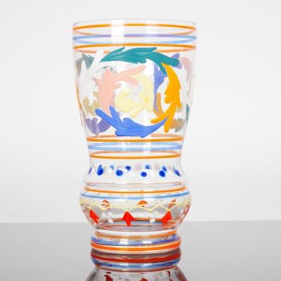 Vintage Hand Painted Multicolor Glass Tumbler French Antique Style