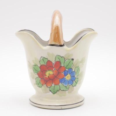 Hand Painted Lusterware Basket w/Floral Motif