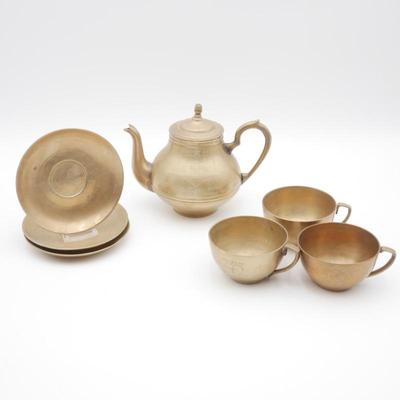Dong Wha Brass Co. 7pc Brass Tea Set