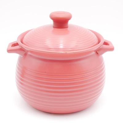 Technique Flame Red Pottery Clay Glazed Casserole w/ Lid