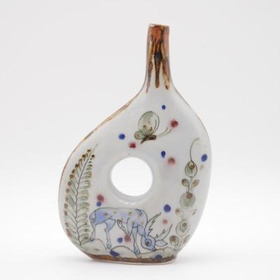 Ken Edwards Signed Tonala Hand Painted Pierced Bud Vase