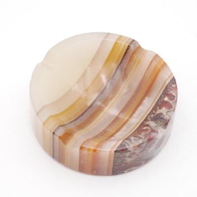 Vintage Mid Century Marble Onyx Ashtray Neutral Coastal Sand Color