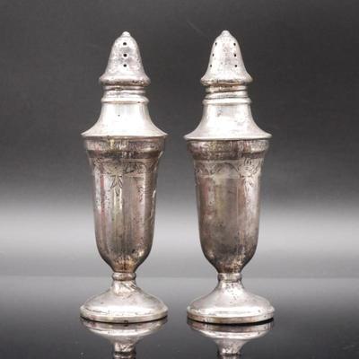 Pair Of Vintage Weighted Sterling Silver Salt & Pepper Shakers