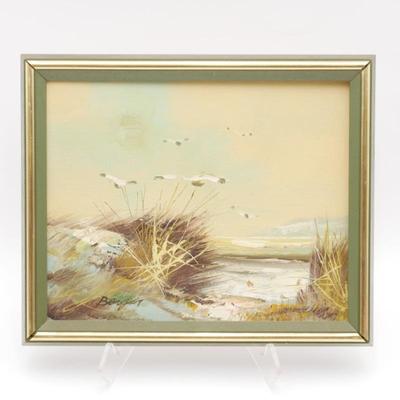 Original Framed Oil Seaside Landscape Painting w/ Signature "Berger"