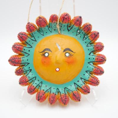 Hand Painted Coconut Shell Mask Hanging Art