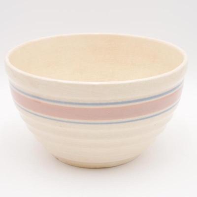 Vintage McCoy Pottery Pink & Blue Stripe Mixing Bowl