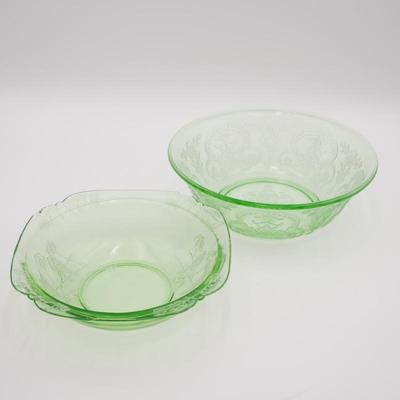 Federal Glass & Indiana Glass Vaseline Glass Bowls (Lot of 2)