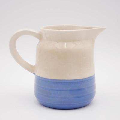 Blue & Tan Ceramic Pitcher