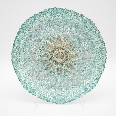 Decorative Boho Teal Glass Dish