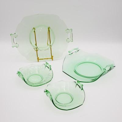 Lot of 4 Vaseline Glass Bon Bon/Serving Dishes