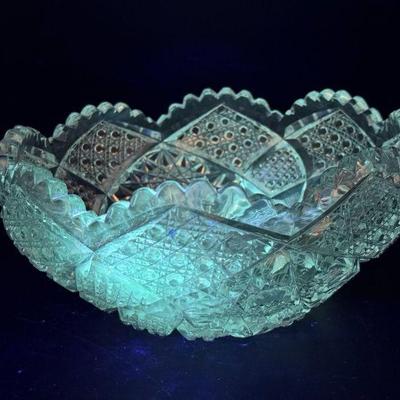 Antique Crystal Candy Bowl With Eerie Blue Glow

