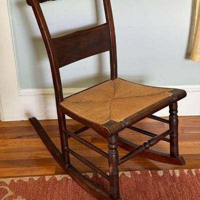 Fully Restored Rattan Seat Rocking Chair
