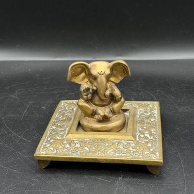 Little Brass Vishnu On A Tray
