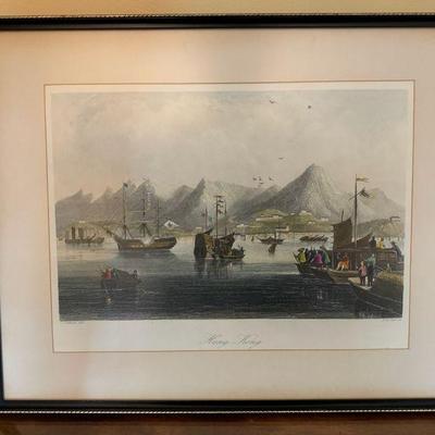 Stately Print Of Hong Kong Seaport By AH Payne
