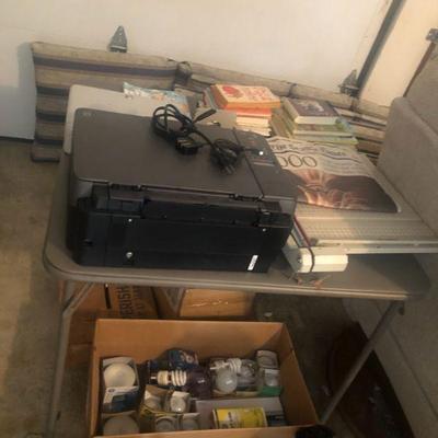 Canon Pixma Printer, Paper Cutter, Light Bulbs, Books