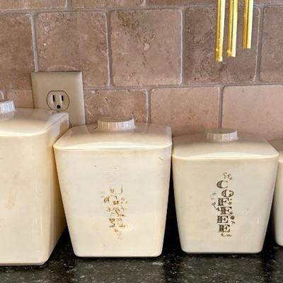 Vintage early plastic canister set